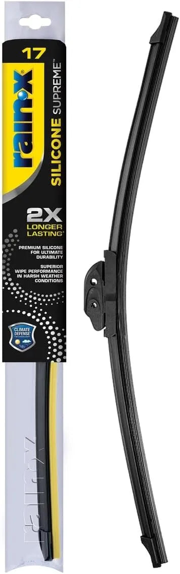 RainX Silicone Supreme Windshield Wiper Blade 17" - Heavy Duty Silicone Squeegee, Extreme Weather Resistance & All-Season Performance, Streak-Free Beam Technology, Quick Install (Pack of 1)