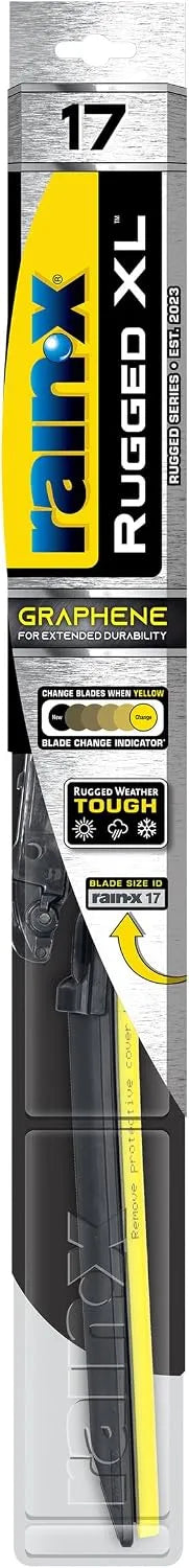 Rain-X 870417 Rugged XL Wiper Blade 17", Windshield Wipers Replacement, Quiet & Durable Beam Design, All Weather Performance & Easy Universal Install, Blade Wear Indicator (Pack of 1)