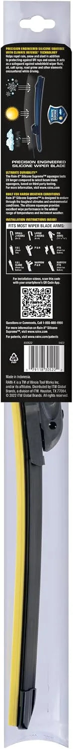 RainX Silicone Supreme Windshield Wiper Blade 14" - Heavy Duty Silicone Squeegee, Extreme Weather Resistance & All-Season Performance, Streak-Free Beam Technology, Quick Install (Pack of 1)