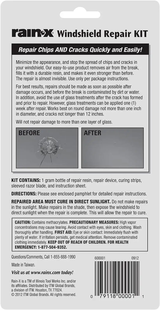 Rain-X 600001 Windshield Repair Kit for Chips, Cracks & Bullseyes