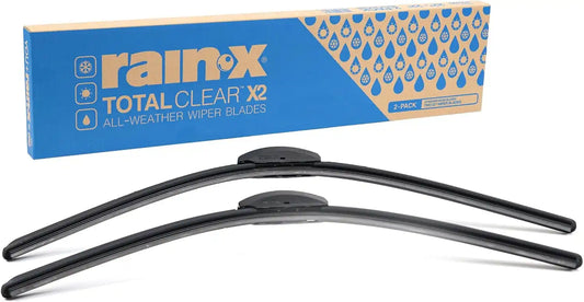 Rain-X 810337 Total Clear Beam Wiper Blades 20" & 20" Windshield Wipers for All-Weather Performance, Rubber Squeegee for Smooth Clean Wipe & Quiet Operation - 2 Pack Value