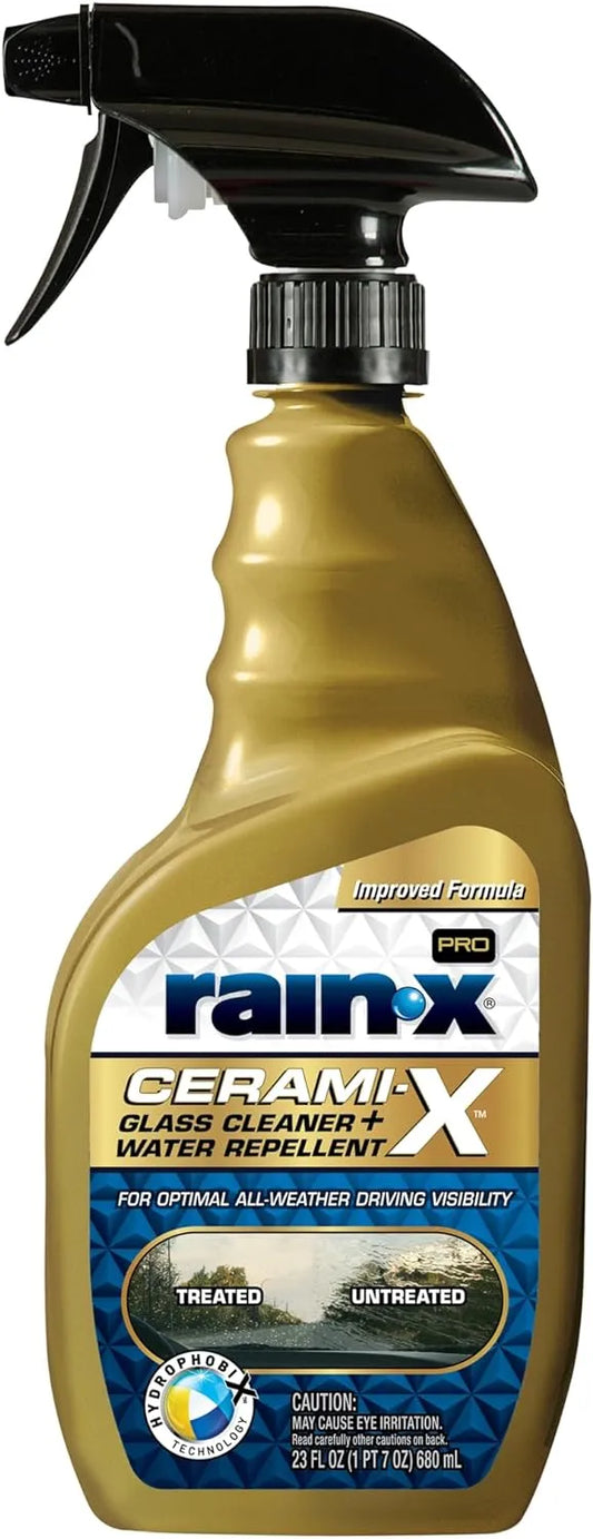 Rain-X 630177SRP Cerami-X Glass Cleaner + Water Repellent, 23oz - Cleaning Effectively While Remaining Streak Free, Protecting Against Contaminants and Stains
