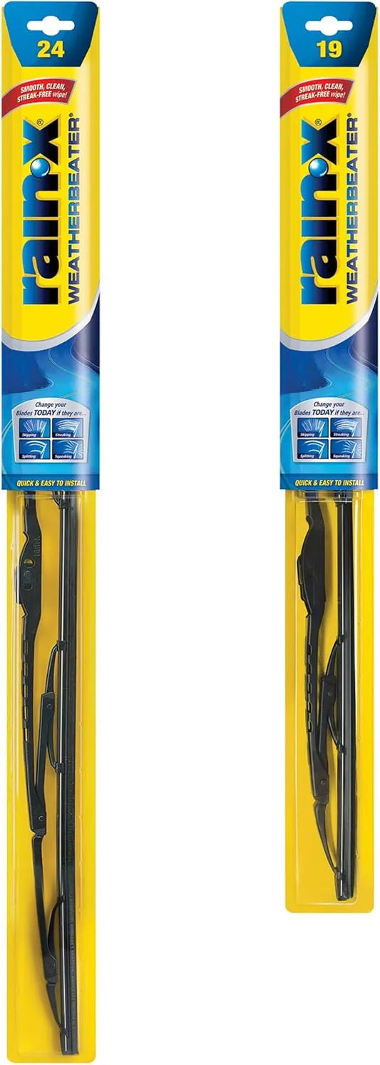 Rain-X 820144 WeatherBeater Wiper Blades, 24" and 19" Windshield Wipers (Pack Of 2), Automotive Replacement Windshield Wiper Blades That Meet Or Exceed OEM Quality And Durability Standards