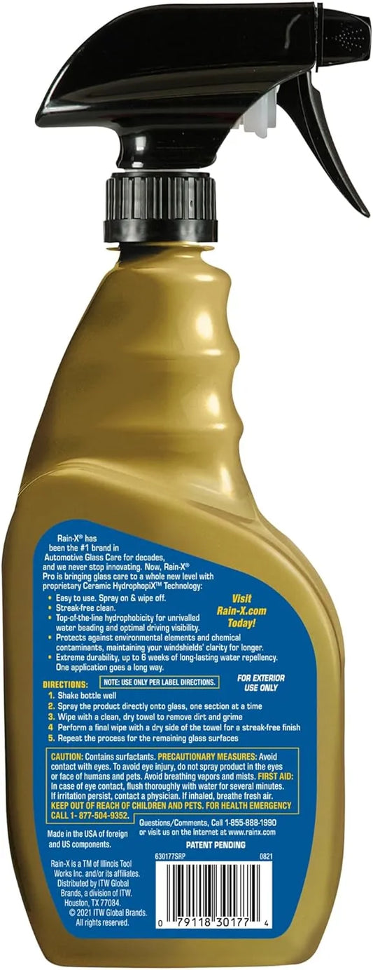 Rain-X 630177SRP Cerami-X Glass Cleaner + Water Repellent, 23oz - Cleaning Effectively While Remaining Streak Free, Protecting Against Contaminants and Stains