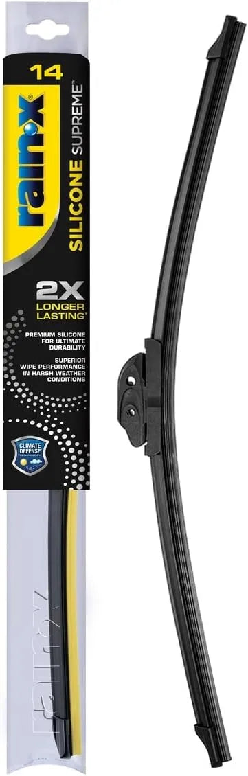 RainX Silicone Supreme Windshield Wiper Blade 14" - Heavy Duty Silicone Squeegee, Extreme Weather Resistance & All-Season Performance, Streak-Free Beam Technology, Quick Install (Pack of 1)
