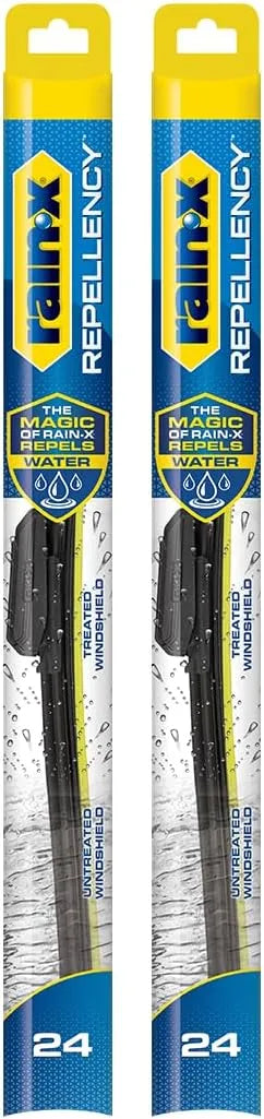 Rain-X 810364 Repellency Water Repellent Wiper Blades, 24" Windshield Wipers (Pack of 2), All Weather Streak-Free for Enhanced Visibility w/Water Repellency Formula [Amazon Exclusive]