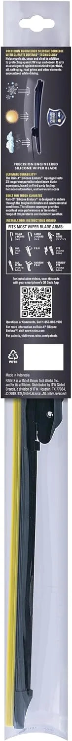 Rain-X 830116 Silicone Endura Wiper Blades, 16 Inch Windshield Wipers (Pack of 1), Automotive Replacement Windshield Wiper Blades With Two Times Longer-Lasting Resilient Silicone Rubber Squeegee