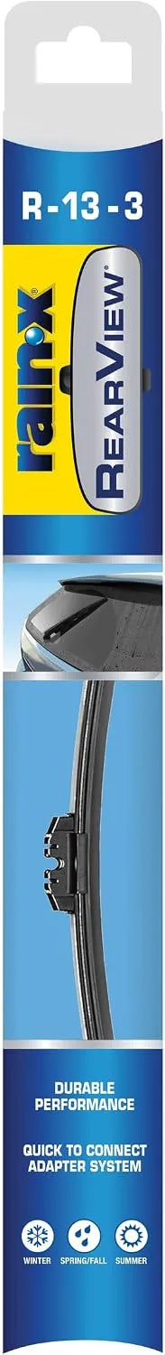 Rain-X 850218 RearView Wiper Blade 13", OEM Replacement Rear Windshield Wiper, Interchangeable Adapter for Easy Installation, All-Weather & All-Season Performance, Beam