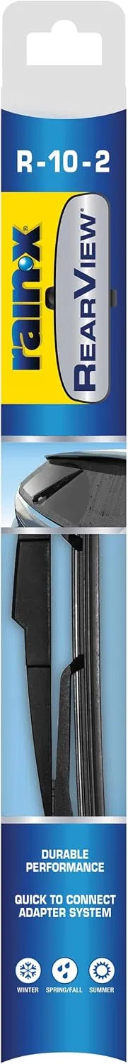 Rain-X 850210 RearView Wiper Blade 10", OEM Replacement Rear Windshield Wiper, Interchangeable Adapter for Easy Installation, All-Weather & All-Season Performance, Composite