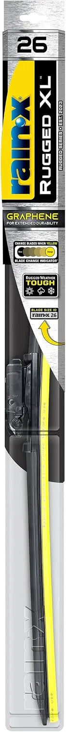 Rain-X 870426 Rugged XL Wiper Blade 26", Windshield Wipers Replacement, Quiet & Durable Beam Design, All Weather Performance & Easy Universal Install, Blade Wear Indicator (Pack of 1)