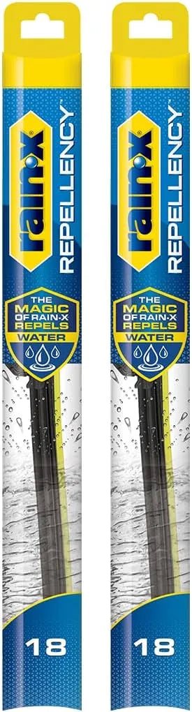 Rain-X 810360 Repellency Water Repellent Wiper Blades, 18" Windshield Wipers (Pack of 2), All Weather Streak-Free for Enhanced Visibility w/Water Repellency Formula [Amazon Exclusive]