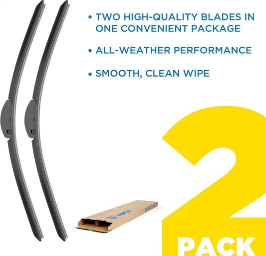 Rain-X 810333 Total Clear Beam Wiper Blades 24" & 20" Windshield Wipers for All-Weather Performance, Rubber Squeegee for Smooth Clean Wipe & Quiet Operation - 2 Pack Value