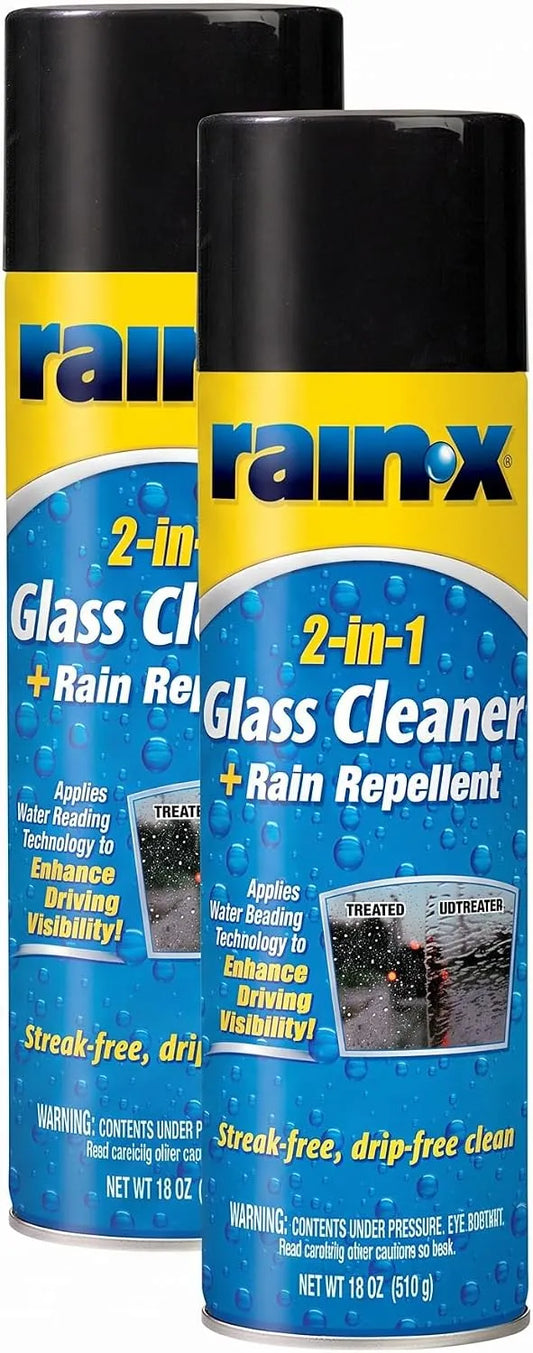Rain-X 5080233 2-In-1 Glass Cleaner Plus Rain Repellent, 18 Ounce, BLUE (Pack of 2)