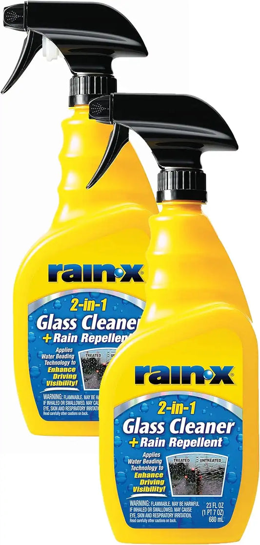 Rain-X 5071268-2 2-in-1 Glass Cleaner and Rain Repellant, 23 oz. (Pack of 2) - Provides a Streak-Free Clean for Automotive Glass While Preventing Sleet, Snow, Ice, and Road Spray Build Up